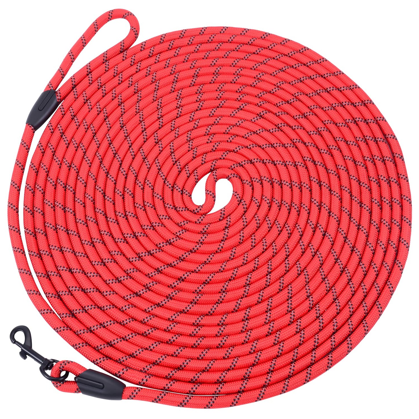 Hi Kiss Dog/Puppy Obedience Recall Training Agility Lead - 15ft 20ft 30ft 50ft 100ft Training Leash - Great for Play, Camping, or Backyard - Black 20ft