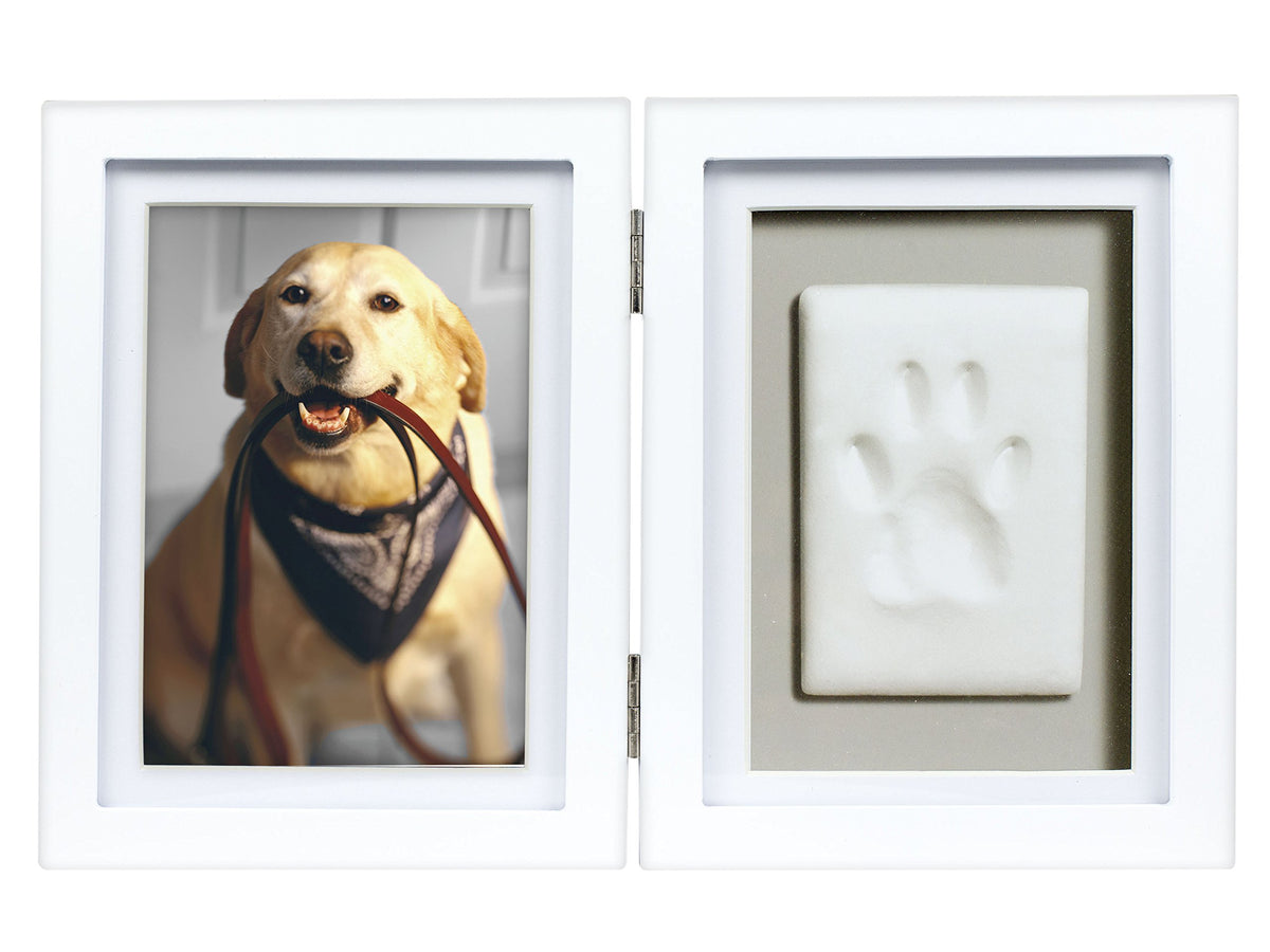 Pearhead Pet Paw Print Frame with Clay Impression Kit, Black Tabletop Frame
