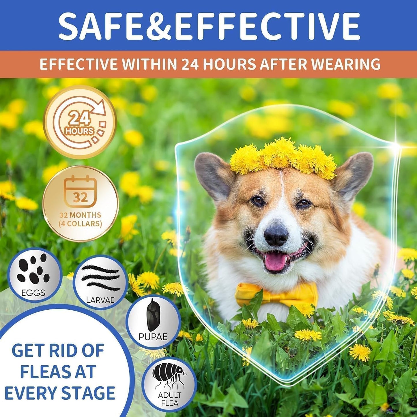 VICSOM Flea Collar for Dogs, Flea and Tick Prevention for Dogs, 4 Pack
