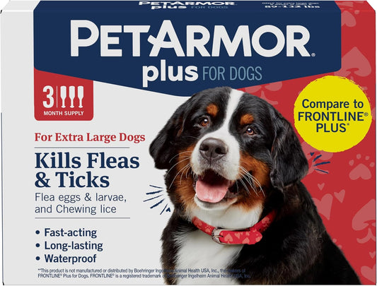 PetArmor Plus Flea & Tick Topical Dogs 89-132 lbs, 3-Month