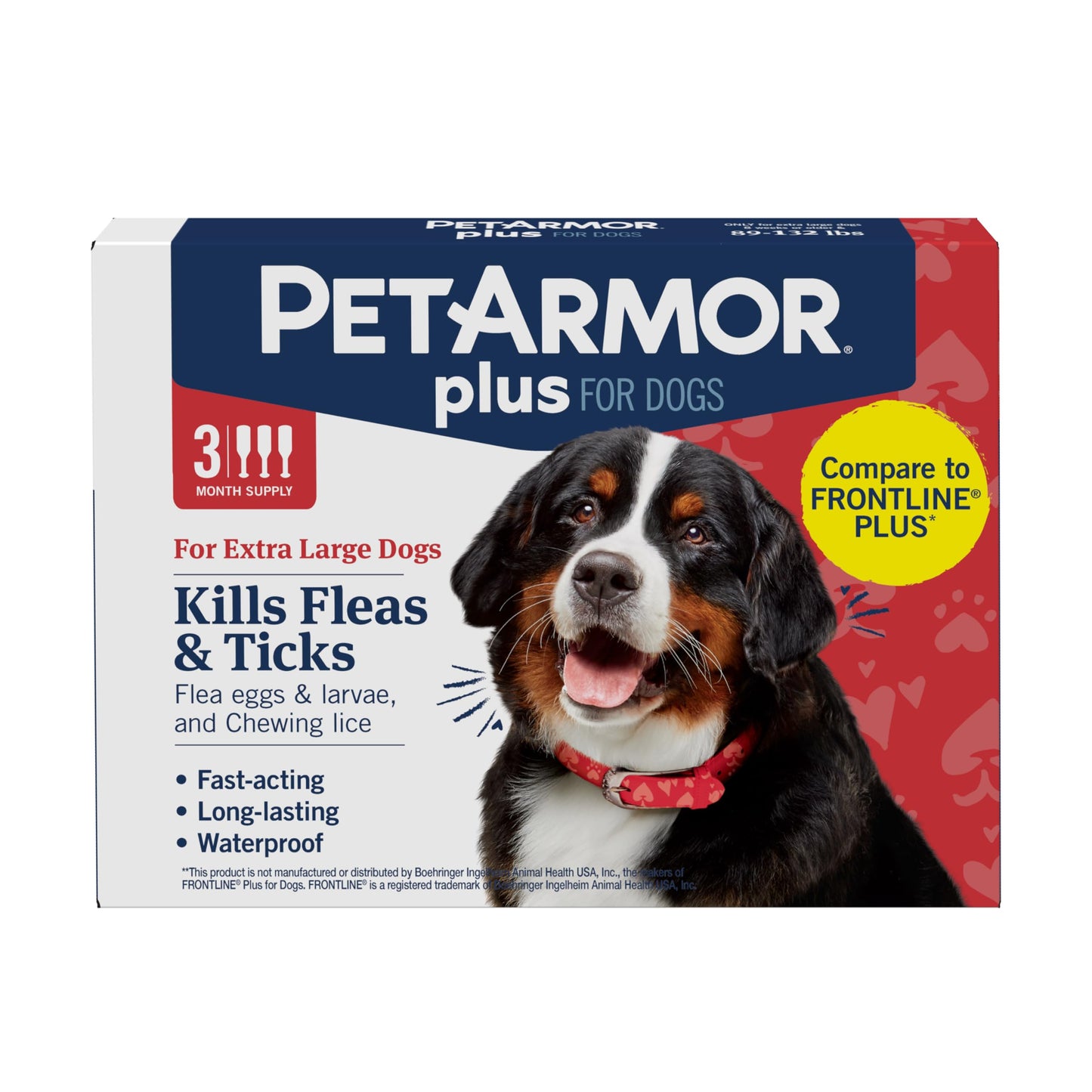 PetArmor Plus Flea & Tick Topical Dogs 89-132 lbs, 3-Month