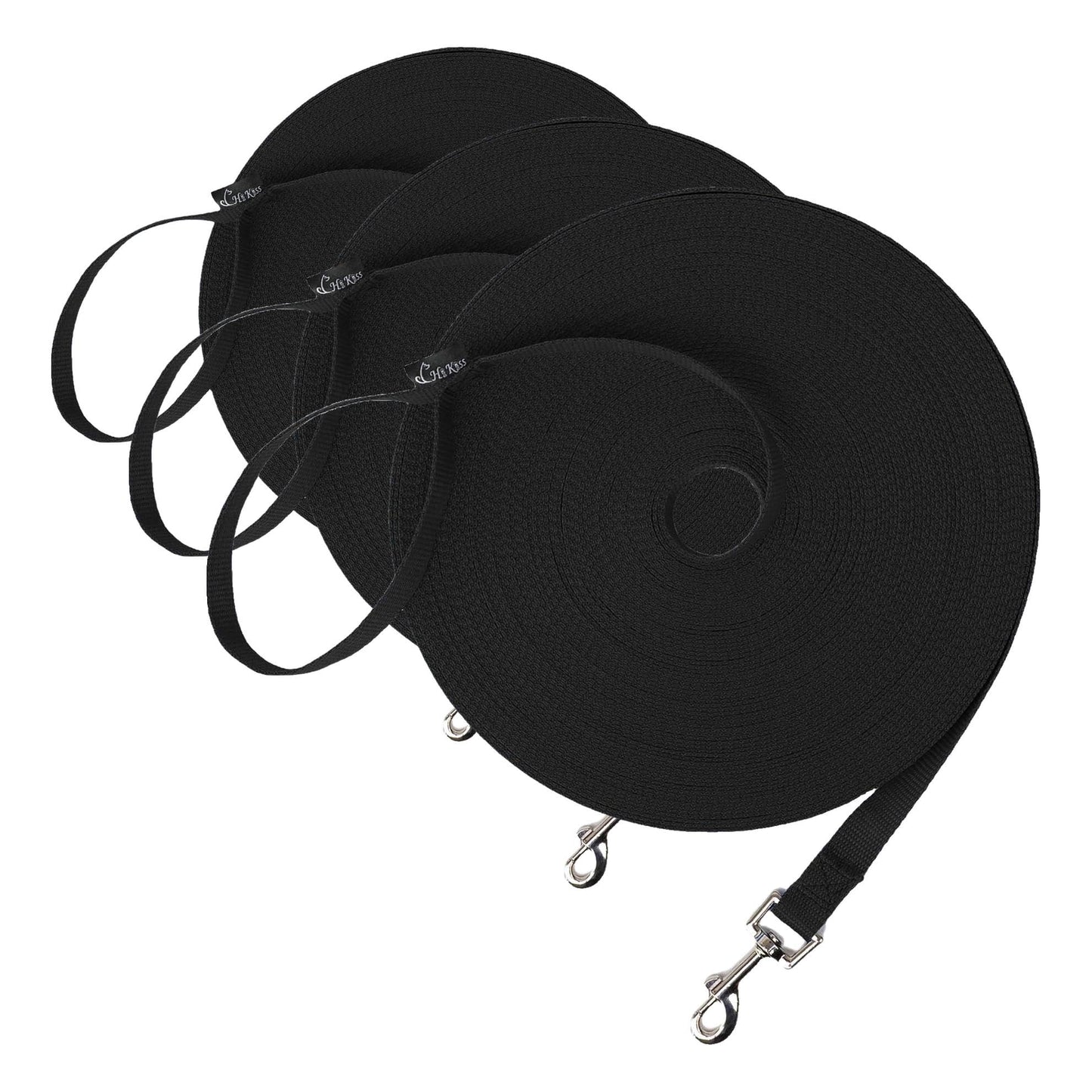 Hi Kiss Dog/Puppy Obedience Recall Training Agility Lead - 15ft 20ft 30ft 50ft 100ft Training Leash - Great for Play, Camping, or Backyard - Black 20ft