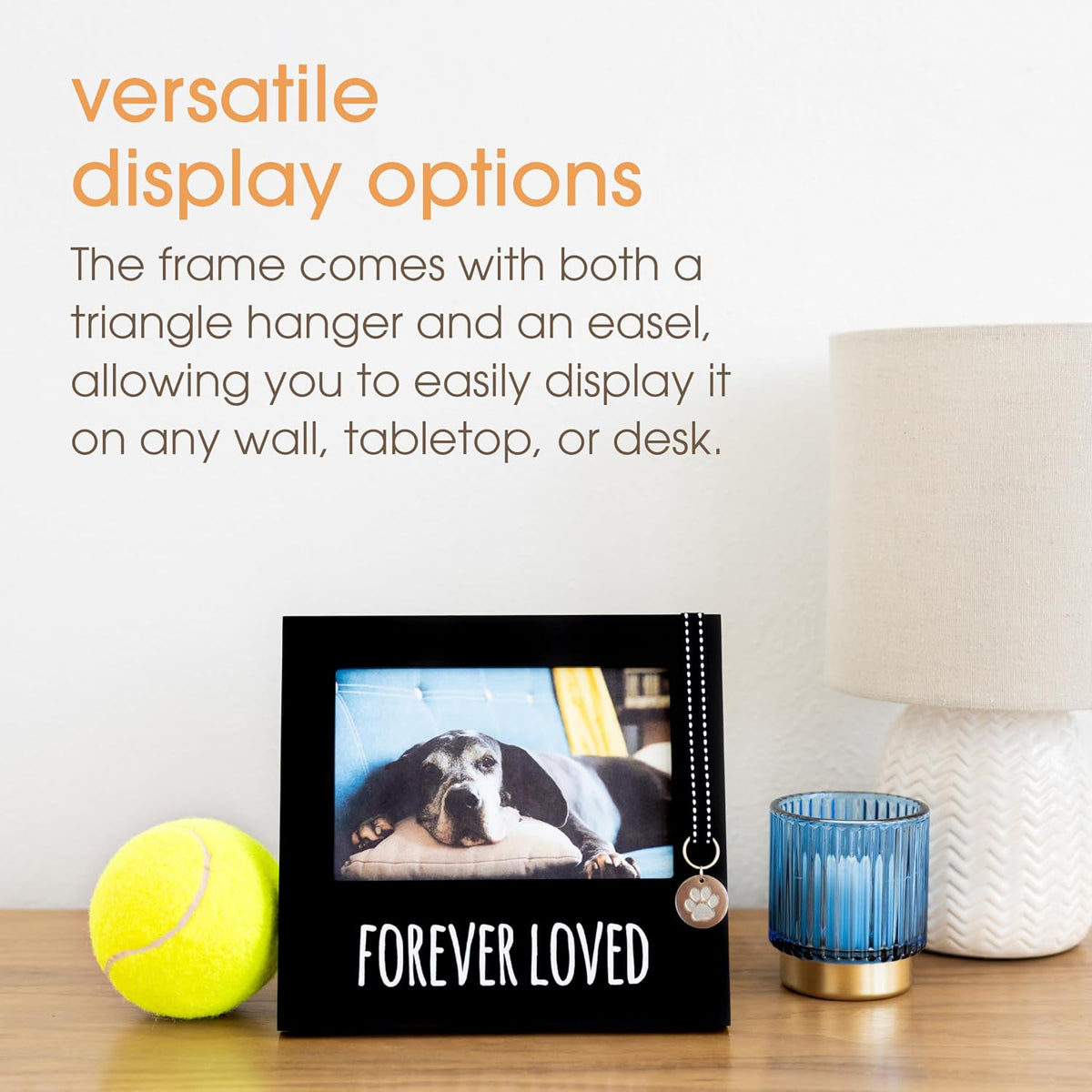 Pearhead Forever Loved Pet Keepsake Picture Frame, Photo Frame for Pet Owners and Dog Lovers, Ideal Memorial Gift for Loss of Dog and Pet Remembrance, Wall Mount And Tabletop Frame, Black