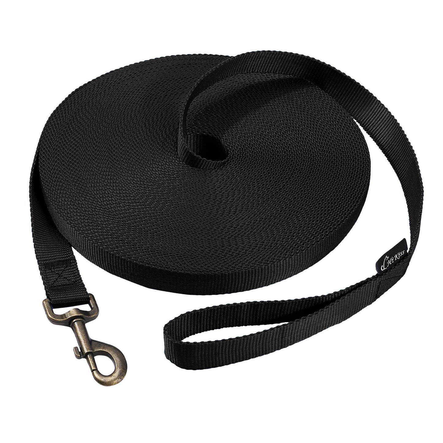Hi Kiss Dog/Puppy Obedience Recall Training Agility Lead - 15ft 20ft 30ft 50ft 100ft Training Leash - Great for Play, Camping, or Backyard - Black 20ft