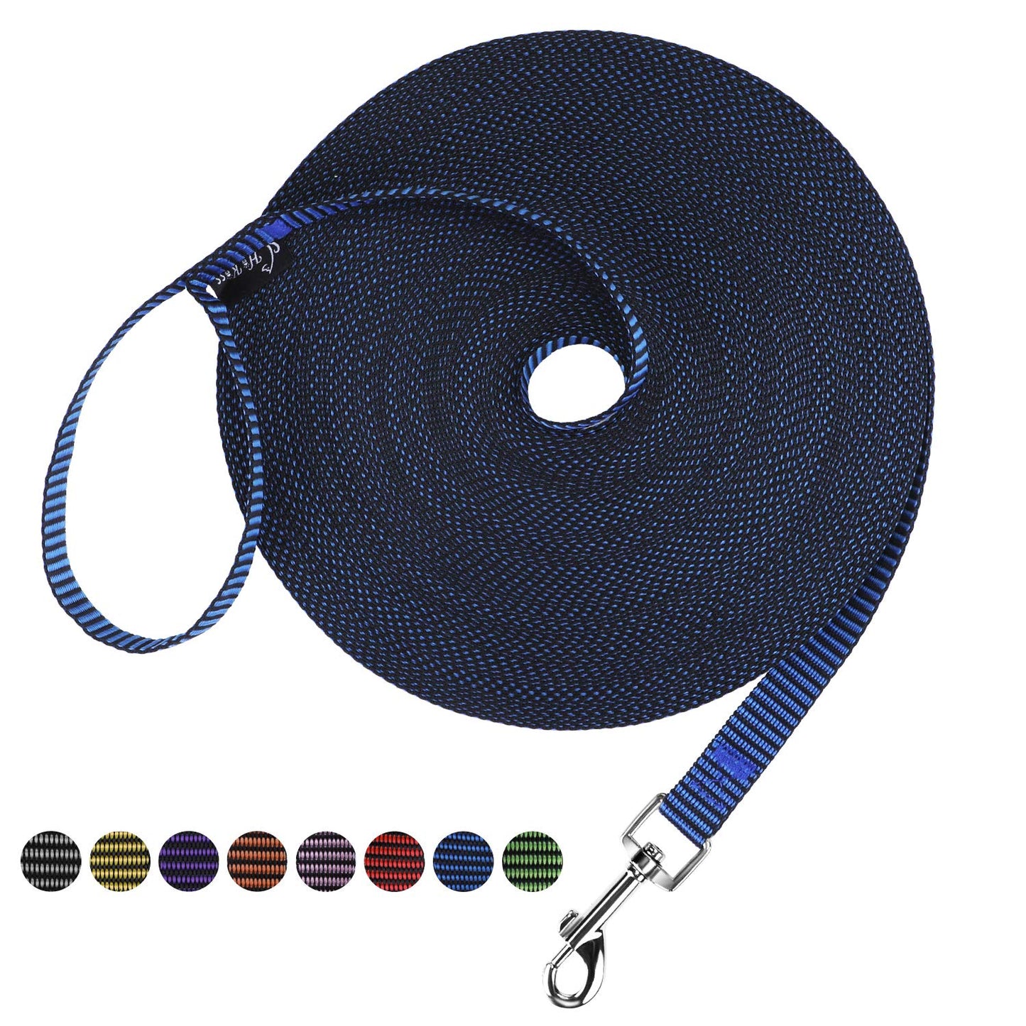 Hi Kiss Dog/Puppy Obedience Recall Training Agility Lead - 15ft 20ft 30ft 50ft 100ft Training Leash - Great for Play, Camping, or Backyard - Black 20ft