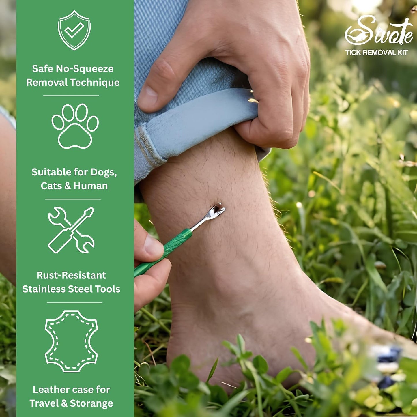 Premium Tick Remover Kit – Stainless Steel Tool with Case, Safe for Pets