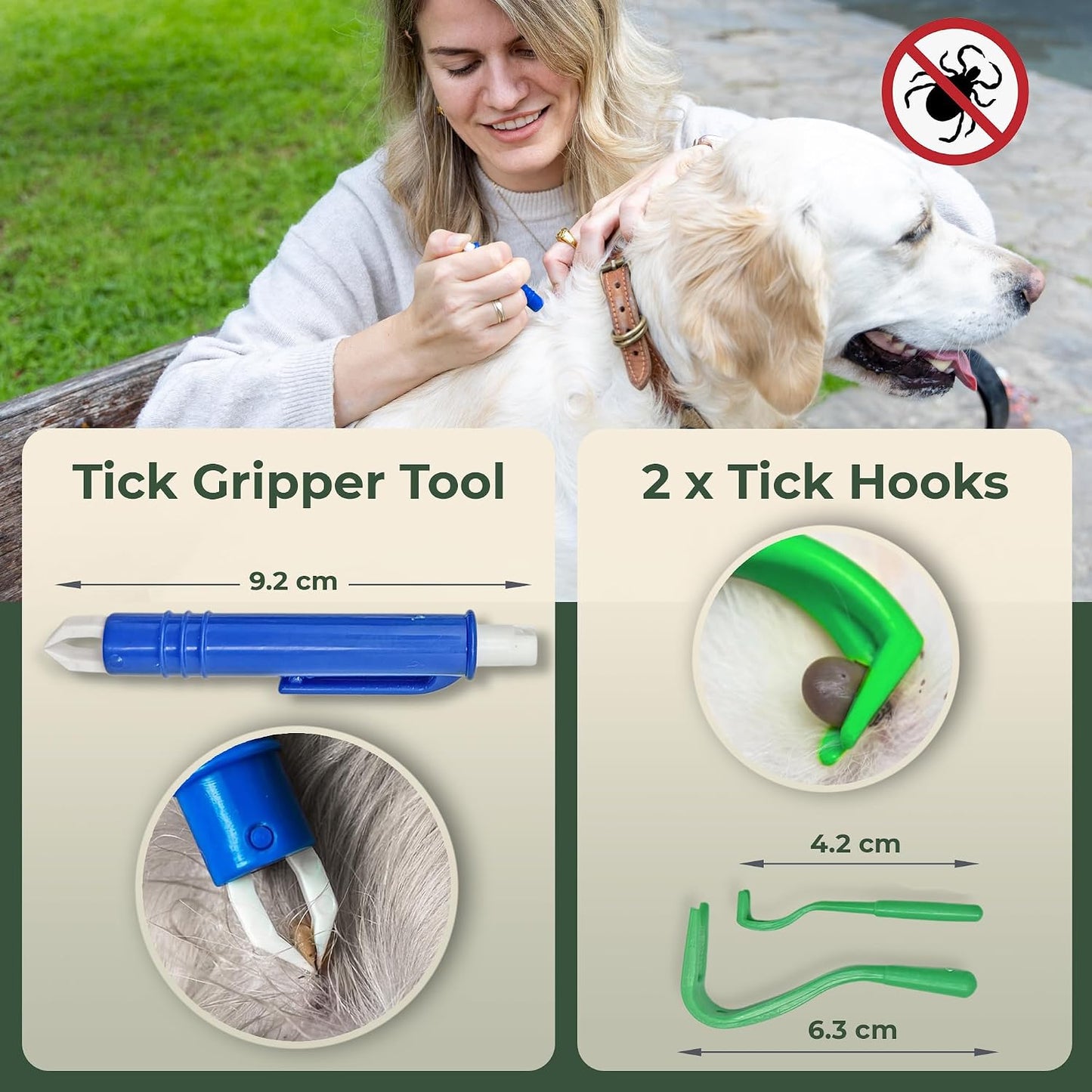 VENOMKILLER 6-in-1 Tick Remover Kit – Tick Removal Tool Set with Stainless Steel Tick Tweezers, Tick Card, Hooks & Leather Case – Tick Remover for Dogs, Cats & Humans