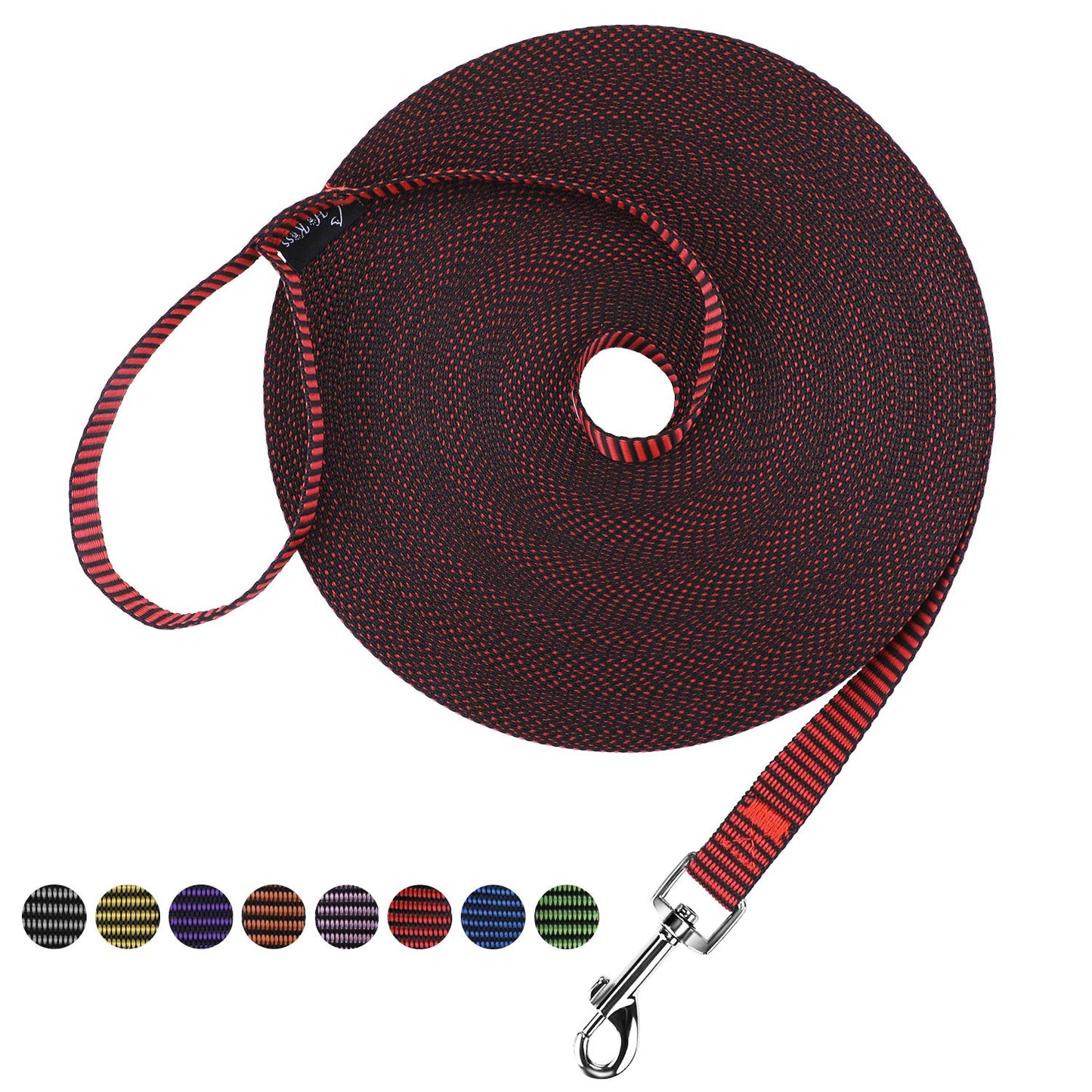 Hi Kiss Dog/Puppy Obedience Recall Training Agility Lead - 15ft 20ft 30ft 50ft 100ft Training Leash - Great for Play, Camping, or Backyard - Black 20ft