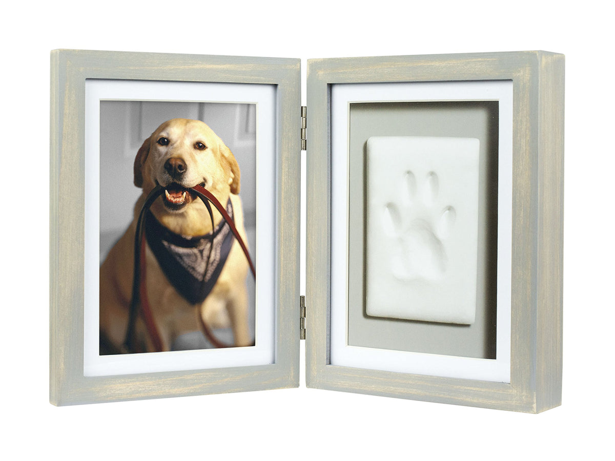 Pearhead Pet Paw Print Frame with Clay Impression Kit, Black Tabletop Frame