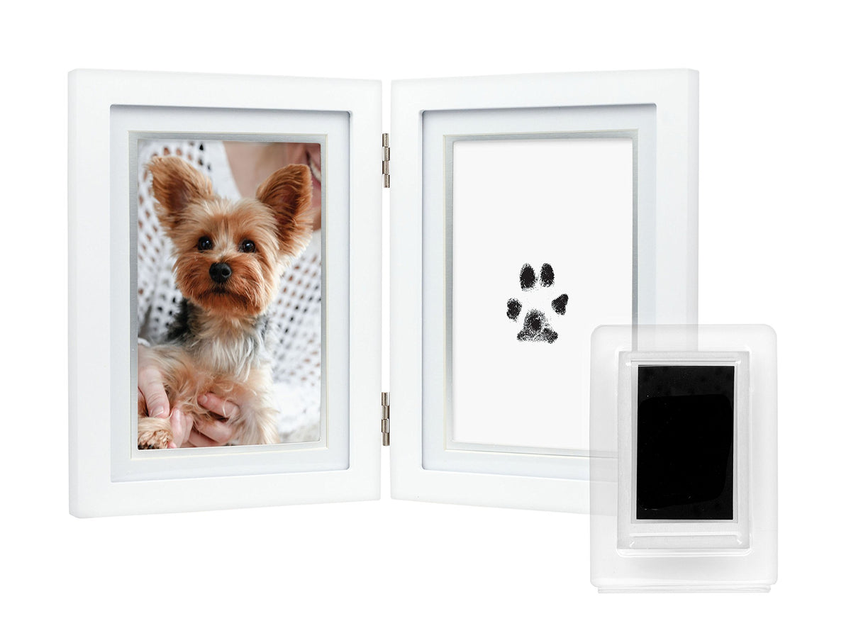 Pearhead Pet Paw Print Frame with Clay Impression Kit, Black Tabletop Frame