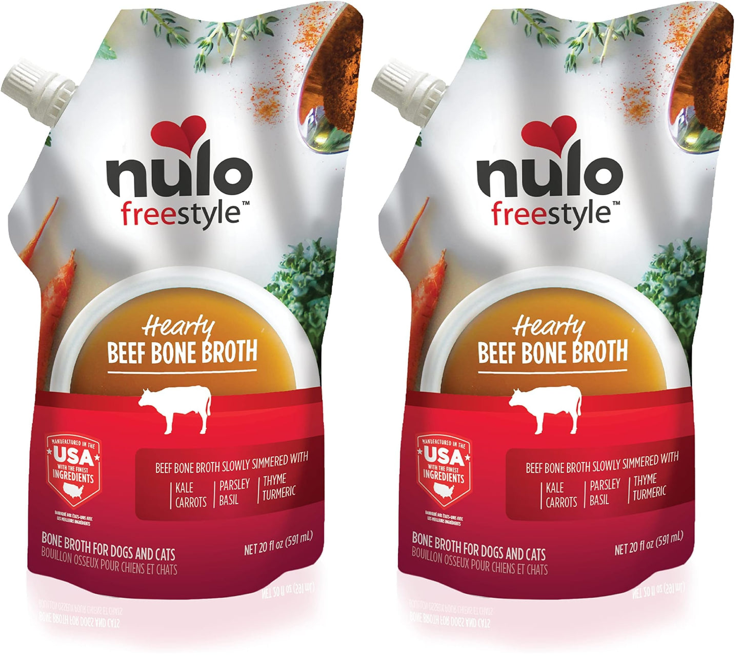 Nulo Freestyle Bone Broth, Premium Food Topper for Cats and Dogs, with Collagen and Chondroitin Sulfate to Help Boost the Quality of Your Pet’s Coat and Skin, 20 FL Oz Pouch
