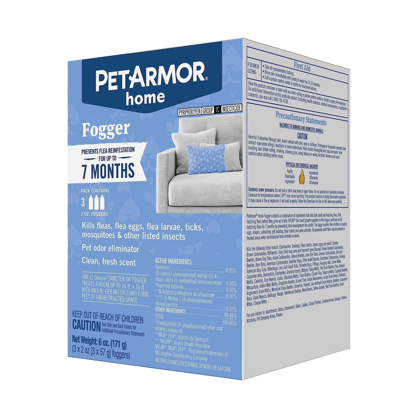 PETARMOR Home Household Spray for Fleas and Ticks, Flea Treatment for Home, Prevents Flea and Tick Re-Infestations for Cats and Dogs, Treats Carpet, Furniture, and More, 24 Ounce