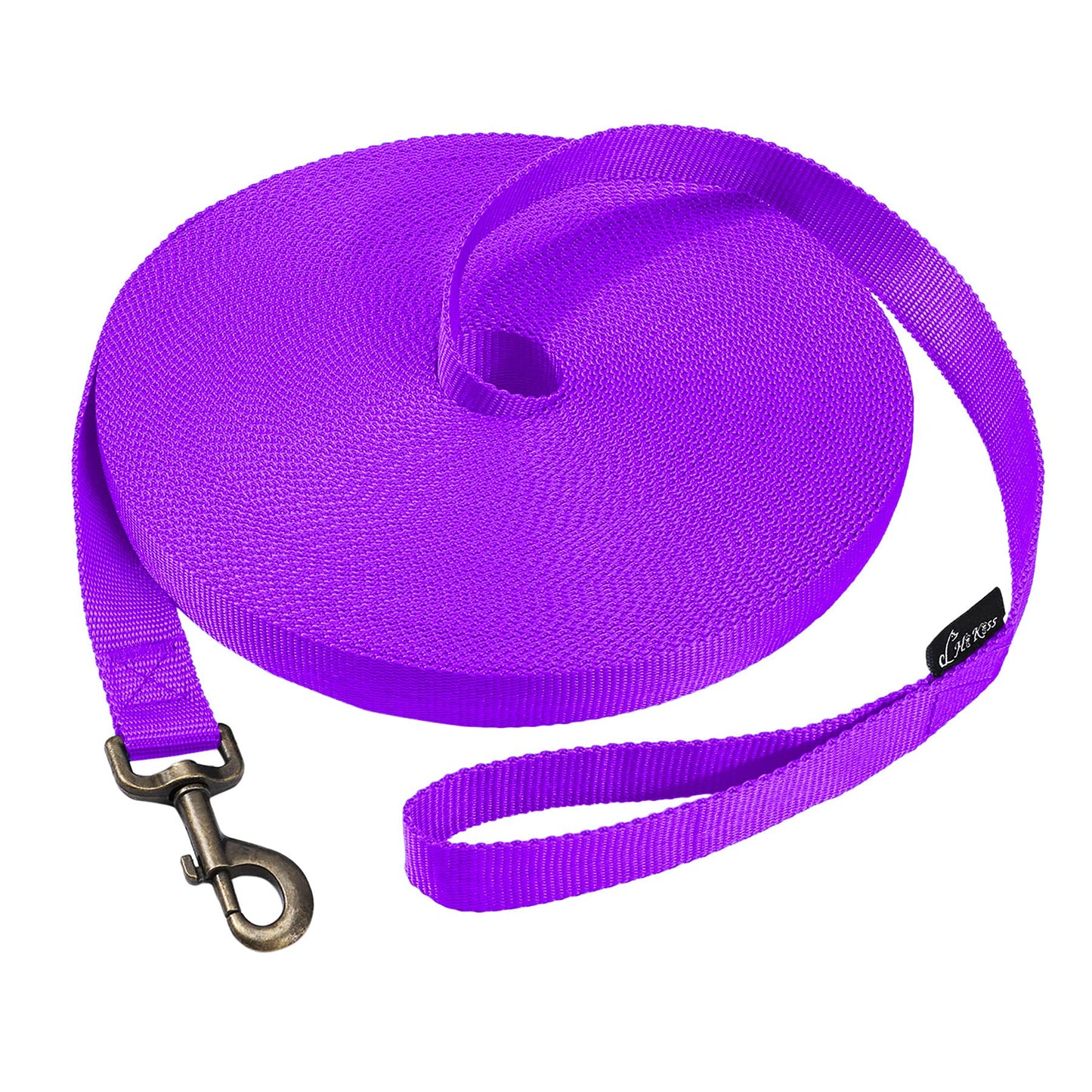 Hi Kiss Dog/Puppy Obedience Recall Training Agility Lead - 15ft 20ft 30ft 50ft 100ft Training Leash - Great for Play, Camping, or Backyard - Black 20ft