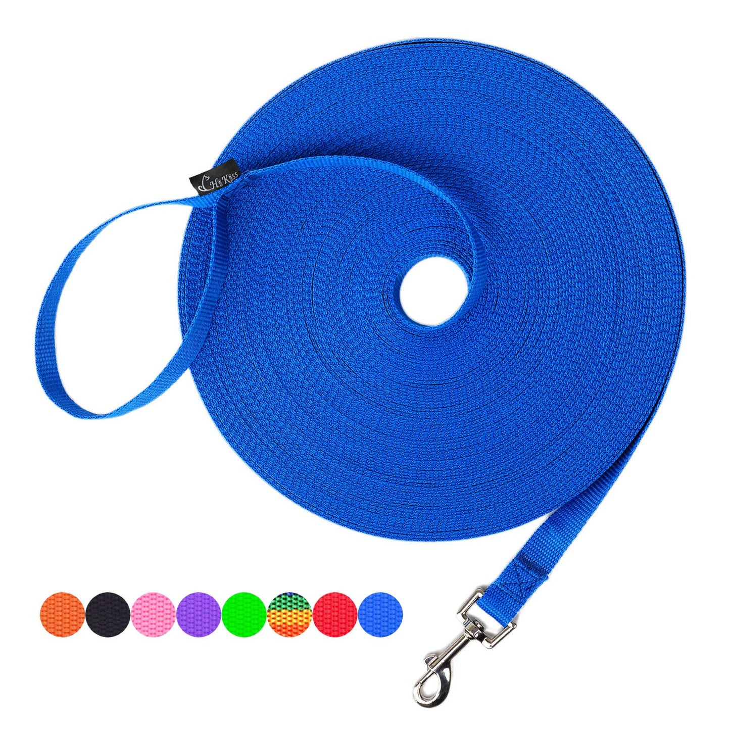 Hi Kiss Dog/Puppy Obedience Recall Training Agility Lead - 15ft 20ft 30ft 50ft 100ft Training Leash - Great for Play, Camping, or Backyard - Black 20ft