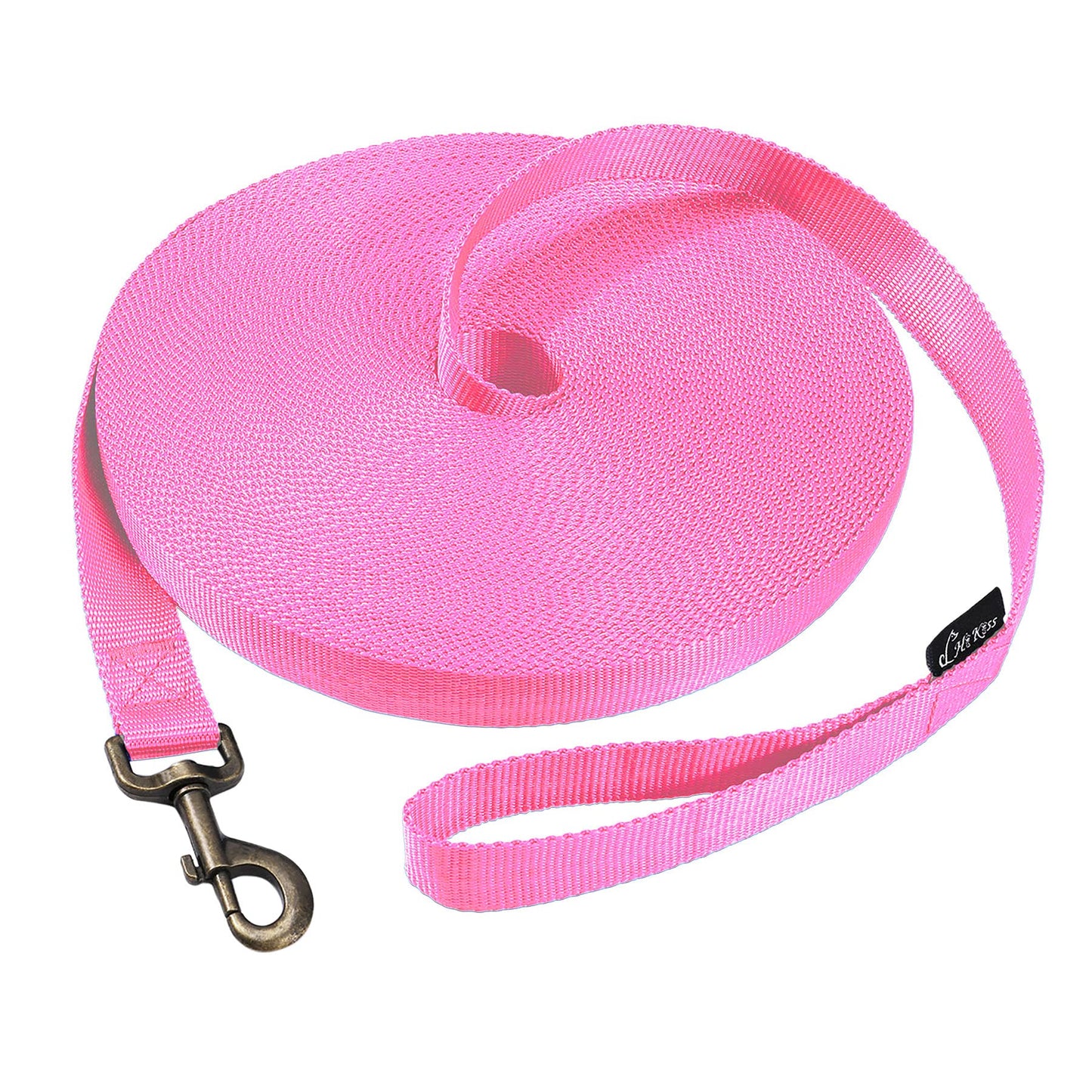 Hi Kiss Dog/Puppy Obedience Recall Training Agility Lead - 15ft 20ft 30ft 50ft 100ft Training Leash - Great for Play, Camping, or Backyard - Black 20ft
